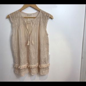 ULLA JOHNSON BOHO NUDE PEACHY FRINGE TOP NWOT SZ 8